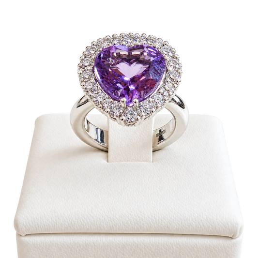 Anello Argento 925% con Ametista Naturale Cuore e Zirconi | Atelier Orafo | nudo | 2400