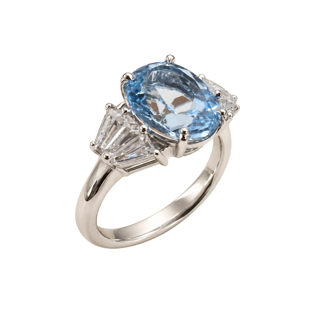 Anello Argento 925% con Topazio Azzurro Ovale e Zirconi | Atelier Orafo | nudo2 | 2400