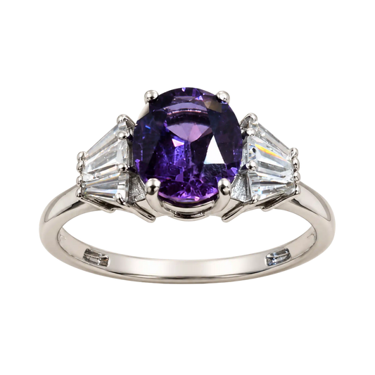 Anello Argento 925% con Ametista Naturale e Zirconi | Atelier Orafo | nudo | 2400