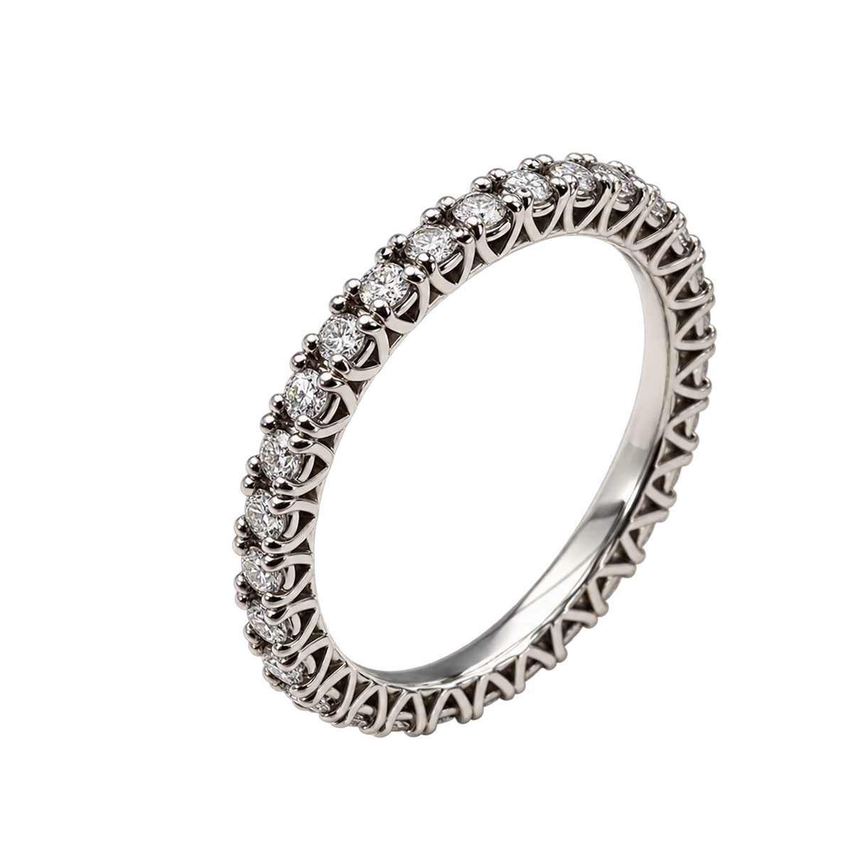Anello Eterniry Oro Bianco 18kt con Diamanti Naturali | Atelier Orafo | nudo2