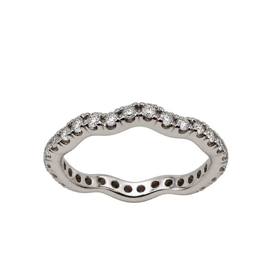 Anello Eternity Onda Oro Bianco 18kt con Diamanti Naturali | Atelier Orafo | nudo