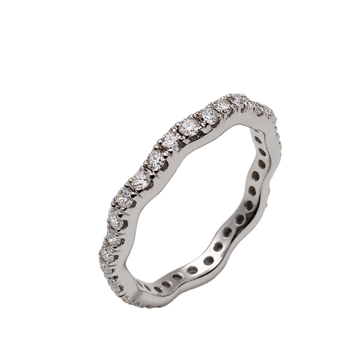 Anello Eternity Onda Oro Bianco 18kt con Diamanti Naturali | Atelier Orafo | nudo2