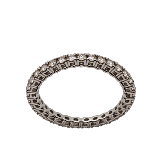 Anello Eternity Oro Bianco 18kt con Diamanti Naturali griff | Atelier Orafo | nudo