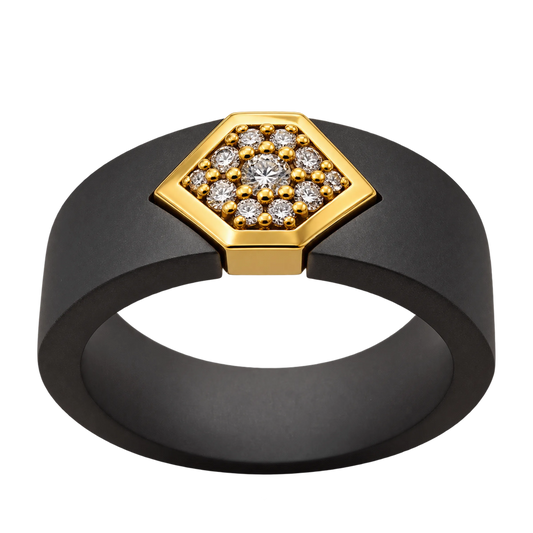 Anello Fascia Titanio Grigio Oro 18kt Diamanti Naturali | Atelier Orafo | nudo