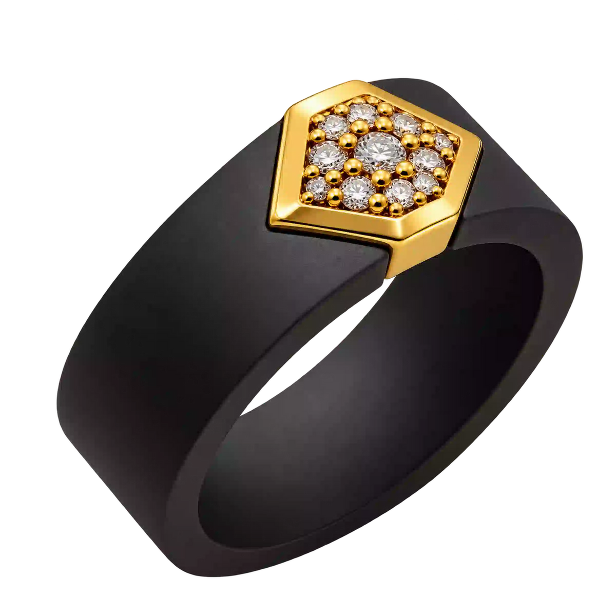 Anello Fascia Titanio Grigio Oro 18kt Diamanti Naturali | Atelier Orafo | nudo2