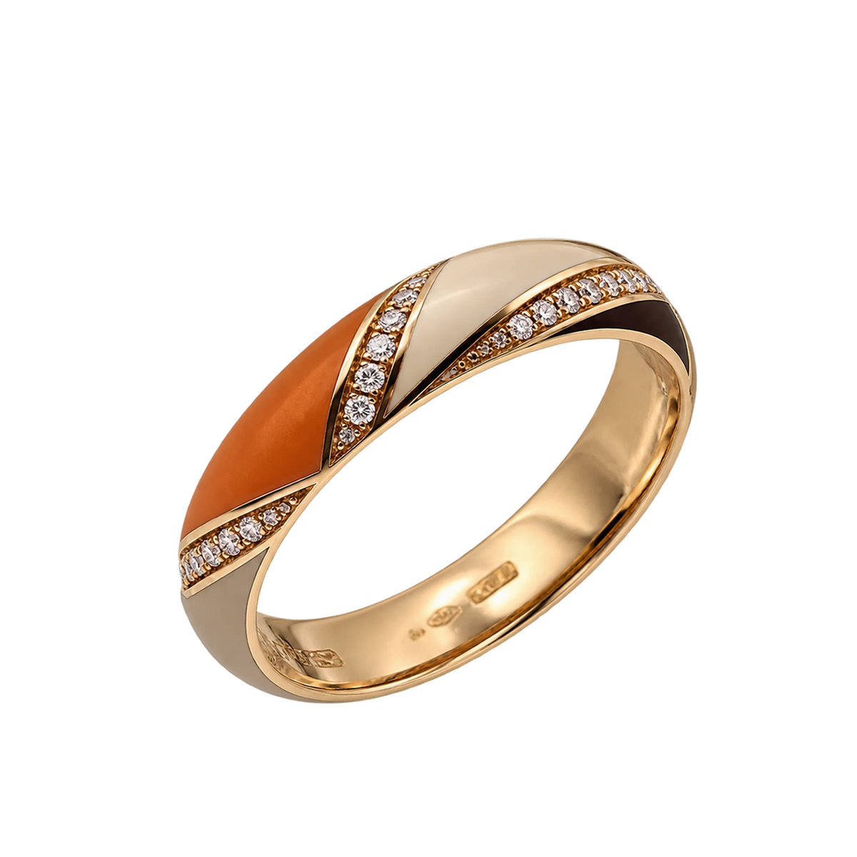 Anello Fede Hyceram Oro Giallo con Diamanti Naturali | Atelier Orafo | nudo2