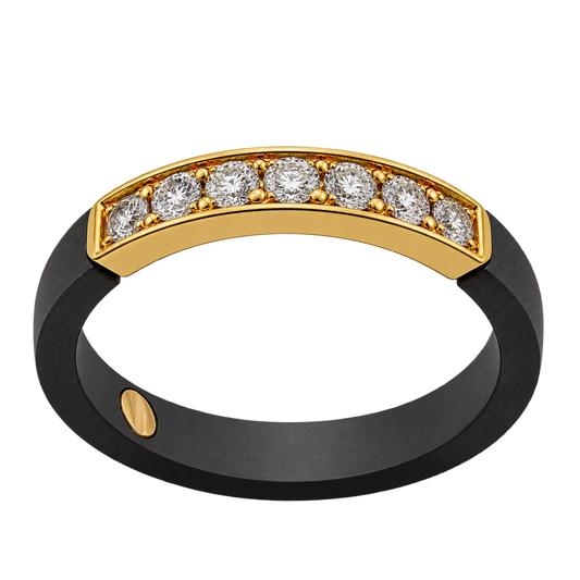 Anello Fede Titanio Oro 18kt Diamanti Naturali | Atelier Orafo | nudo