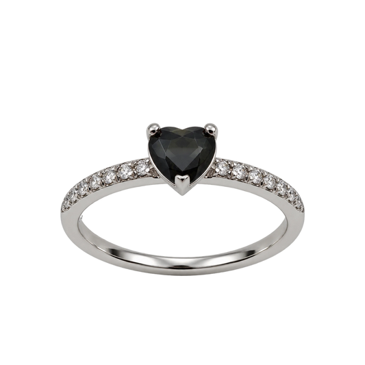 Anello Fedina Oro Bianco 18kt con Diamanti Naturali e Iolite Naturale | Atelier Orafo | nudo