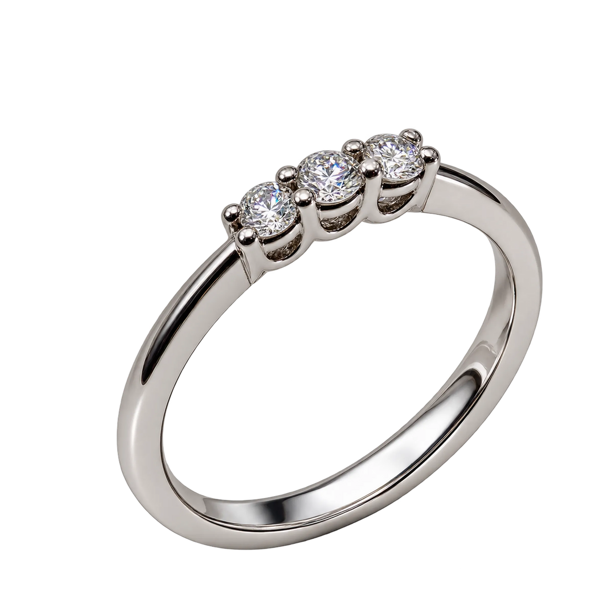 Anello Trilogy Oro Bianco 18kt con Diamanti Naturali | Atelier Orafo | nudo