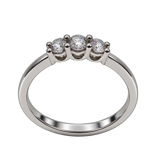 Anello Trilogy Oro Bianco 18kt con Diamanti Naturali | Atelier Orafo | nudo2