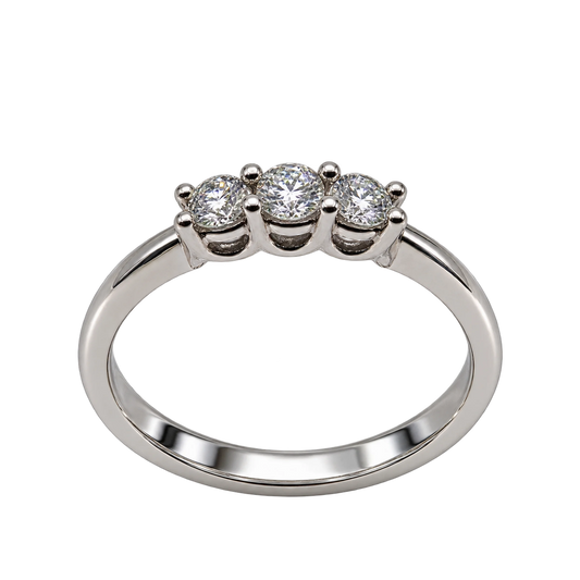 Anello Trilogy Oro Bianco 18kt con Diamanti Naturali 018 | Atelier Orafo | nudo2 | tras