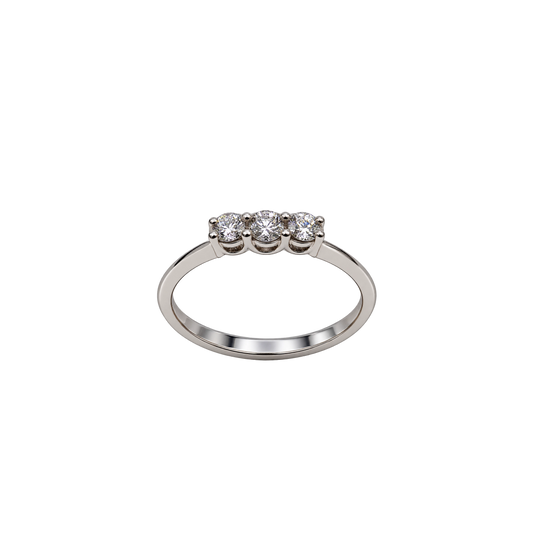 Anello Trilogy Oro Bianco 18kt con Diamanti Naturali | Atelier Orafo | nudo