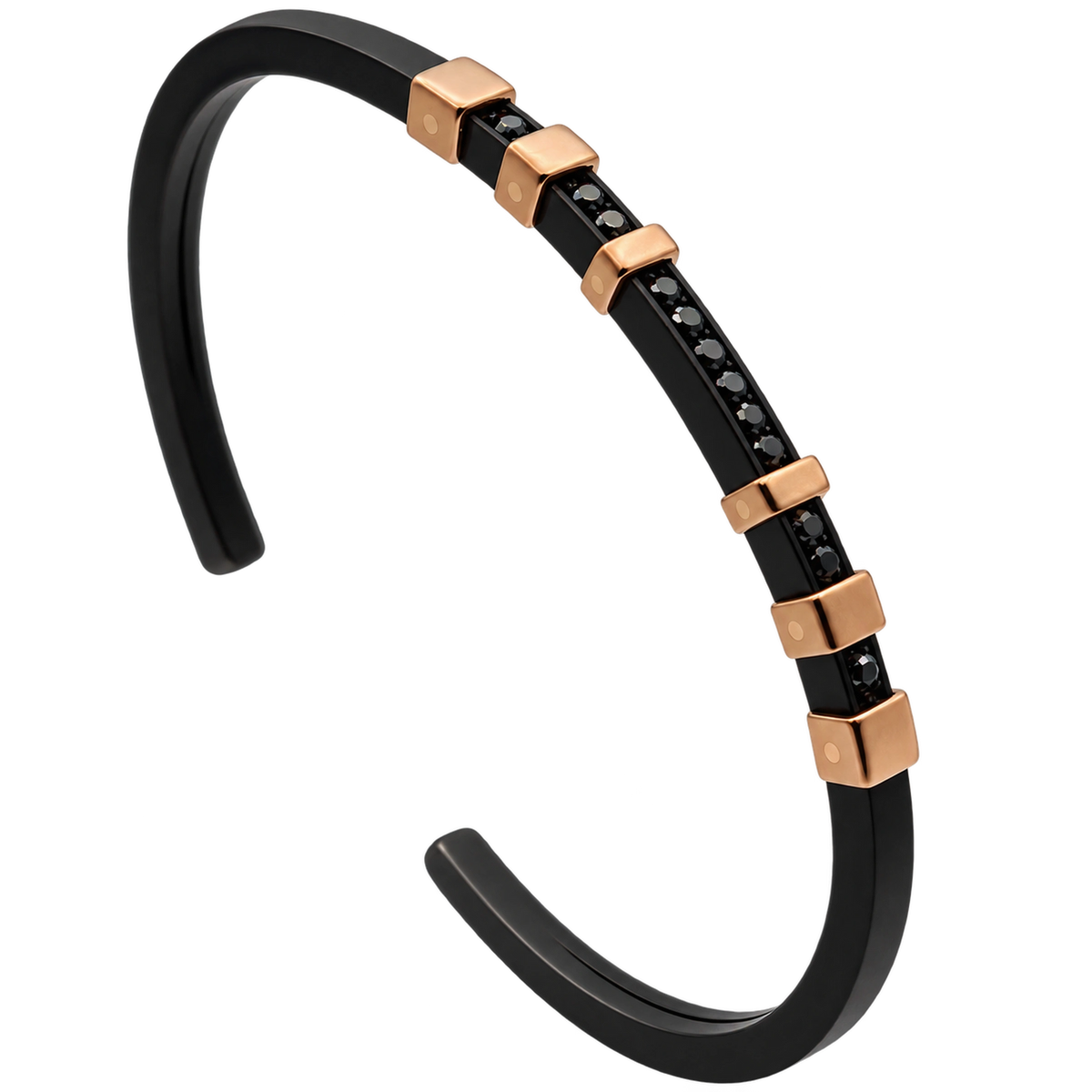 Bracciale Titanio Nero Oro 18kt Diamanti Neri Naturali | Atelier Orafo | nudo2