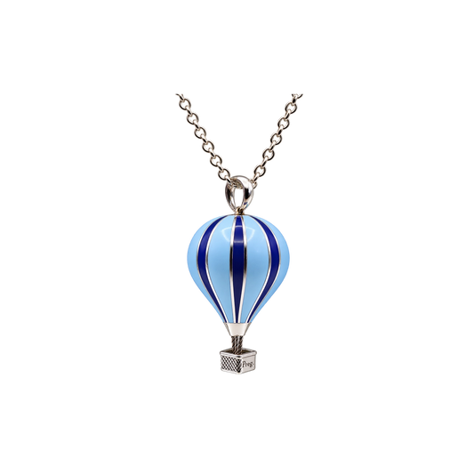 Catena Ciondolo Mongolfiera Piccola Argento 925 Hyceram Blu Azzurro | Atelier Orafo | nudo