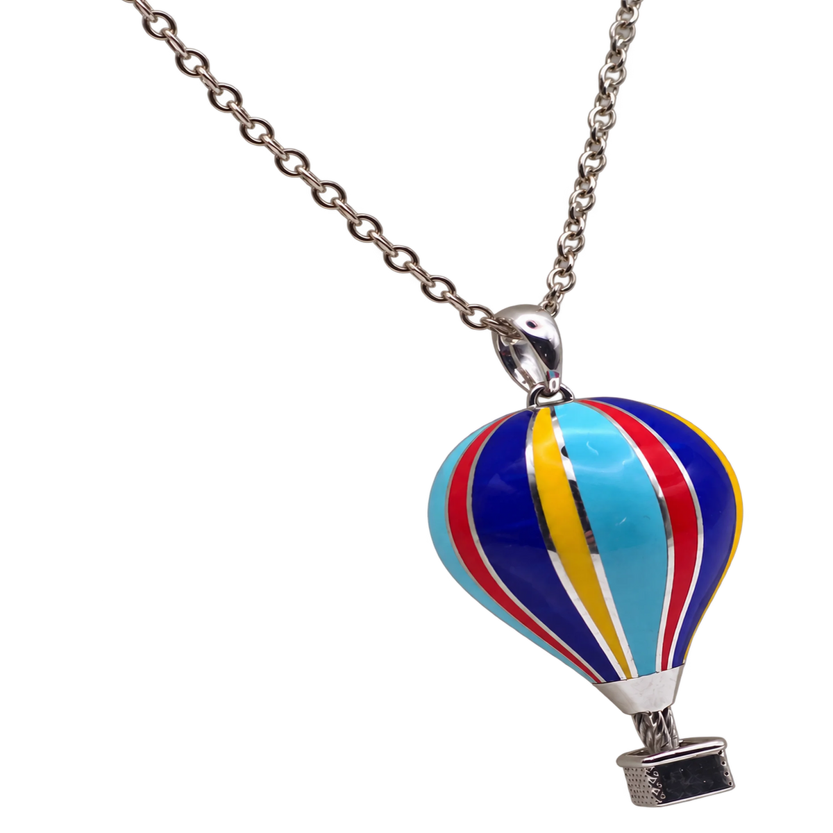 Collana con Ciondolo Argento 925 Hyceram Mongolfiera Piccola Multicolor | Atelier Orafo | nudo2