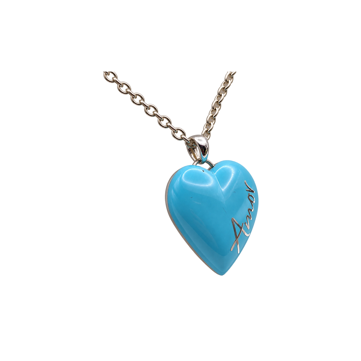 Collana Ciondolo Cuore Argento 925 Hyceram Azzurro | Atelier Orafo | nudo2