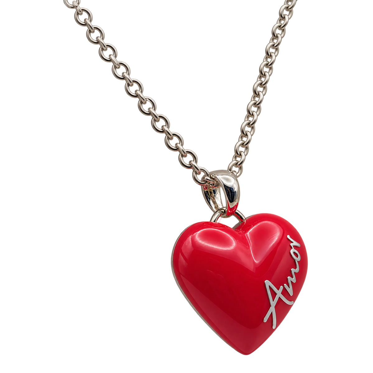 Collana Ciondolo Cuore Argento 925 Hyceram Rossa | Atelier Orafo | nudo2