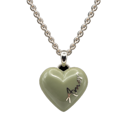 Collana Ciondolo Cuore Argento 925 Hyceram Verde | Atelier Orafo | nudo