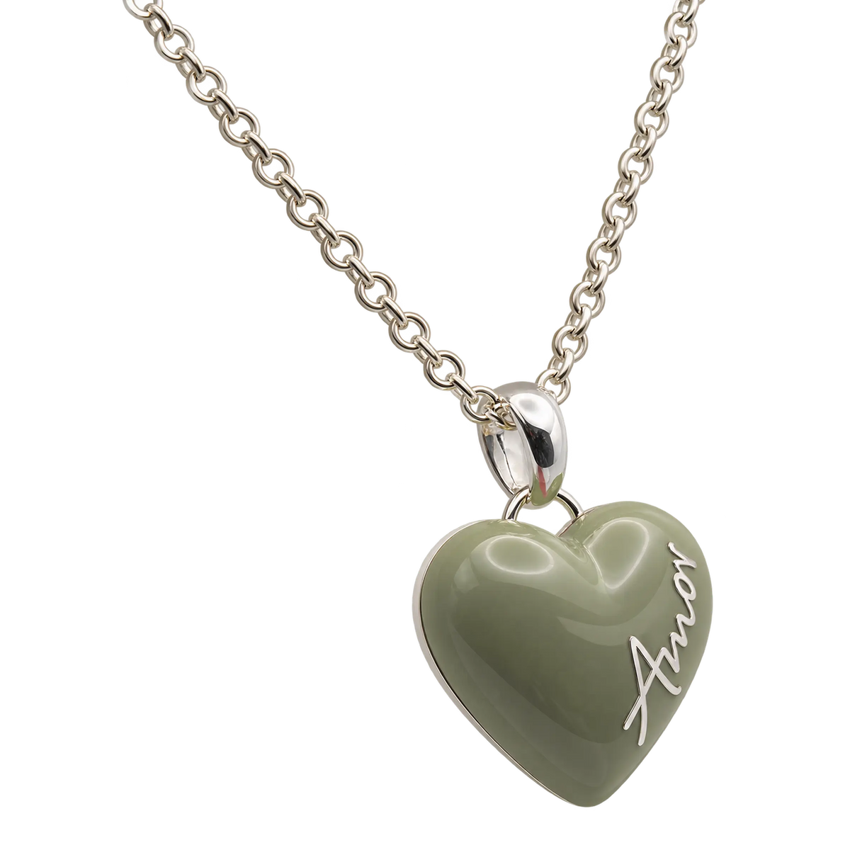 Collana Ciondolo Cuore Argento 925 Hyceram Verde | Atelier Orafo | nudo2