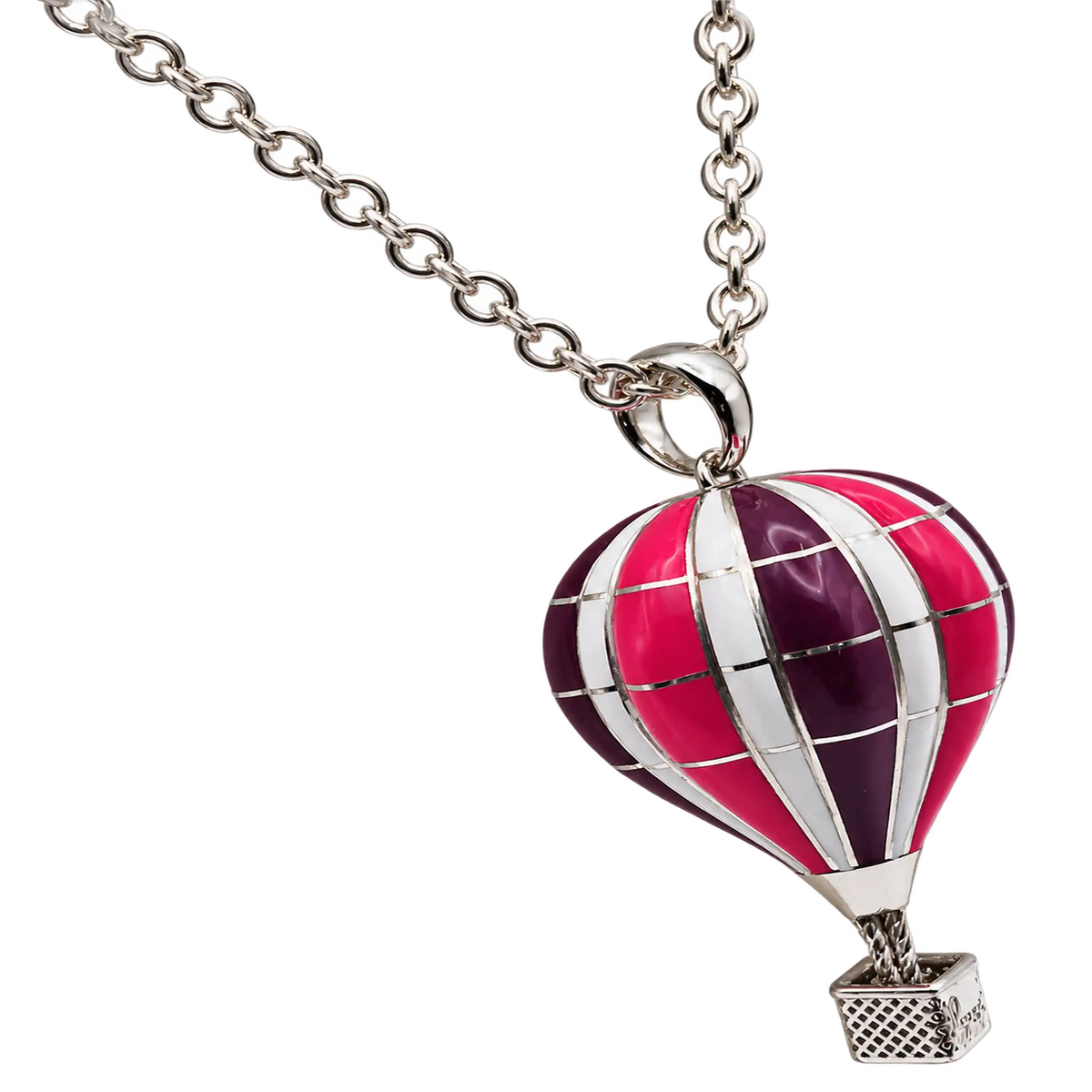 Collana ciondolo Mongolfiera Grande Argento 925 Hyceram Lilla Prugna | Atelier Orafo | nudo2