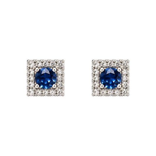 Orecchini Oro Bianco 18kt Diamanti Naturali eT opazio Azzurro | Atelier Orafo | nudo