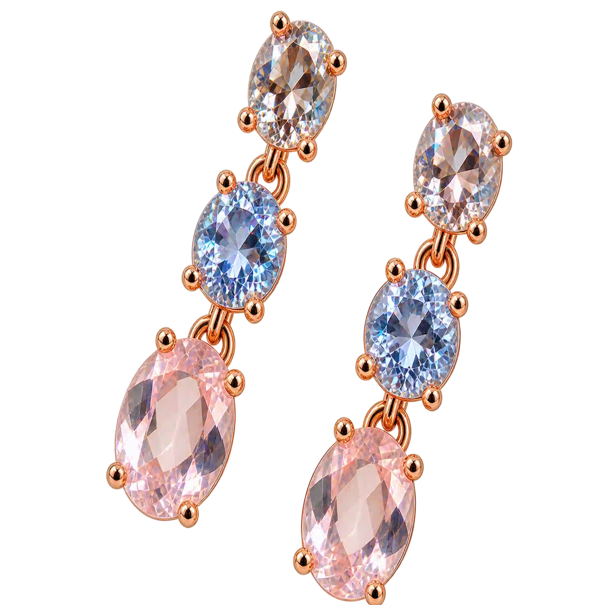 Orecchini Oro Rosa 18kt e Topazi Rosa e Azzurri | Atelier Orafo | nudo2 | 2400