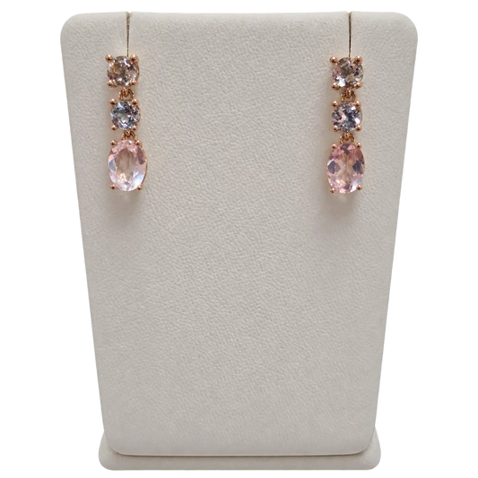 Orecchini Oro Rosa 18kt e Topazi Rosa e Azzurri | Atelier Orafo | nudo4 | 2400