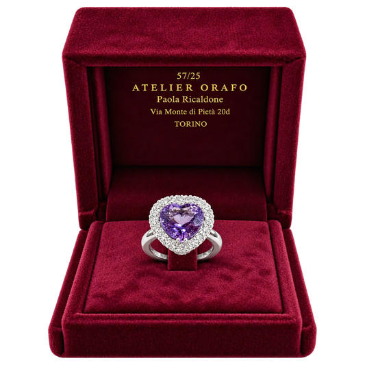Anello Argento 925 con Ametista Naturale Cuore e Zirconi con Scatola | Atelier Orafo | scatola | 2400