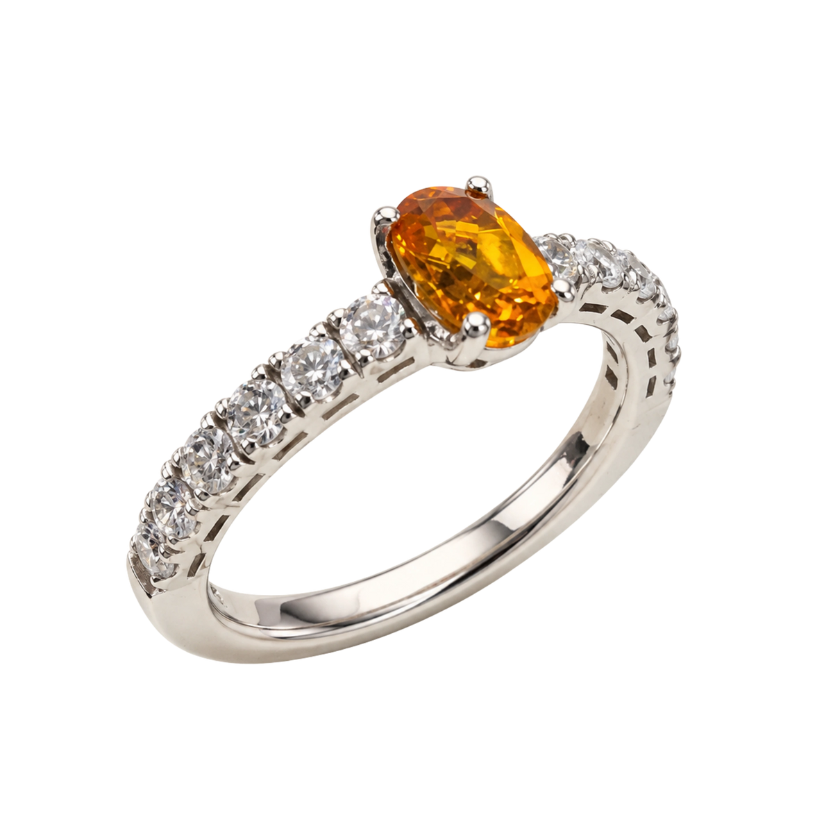 Anello Argento 925% con Citrino Madeira Naturale e Zirconi | Atelier Orafo | nudo2 | 2400