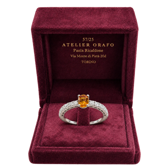 Anello Argento 925% con Citrino Madeira Naturale e Zirconi con scatola| Atelier Orafo | scatola | 2400