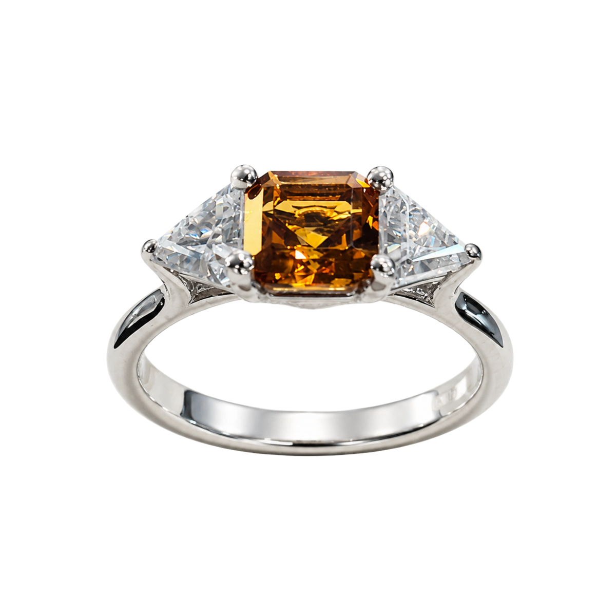 Anello Argento 925% con Citrino Madeira e Zirconi | Atelier Orafo | nudo | 2400