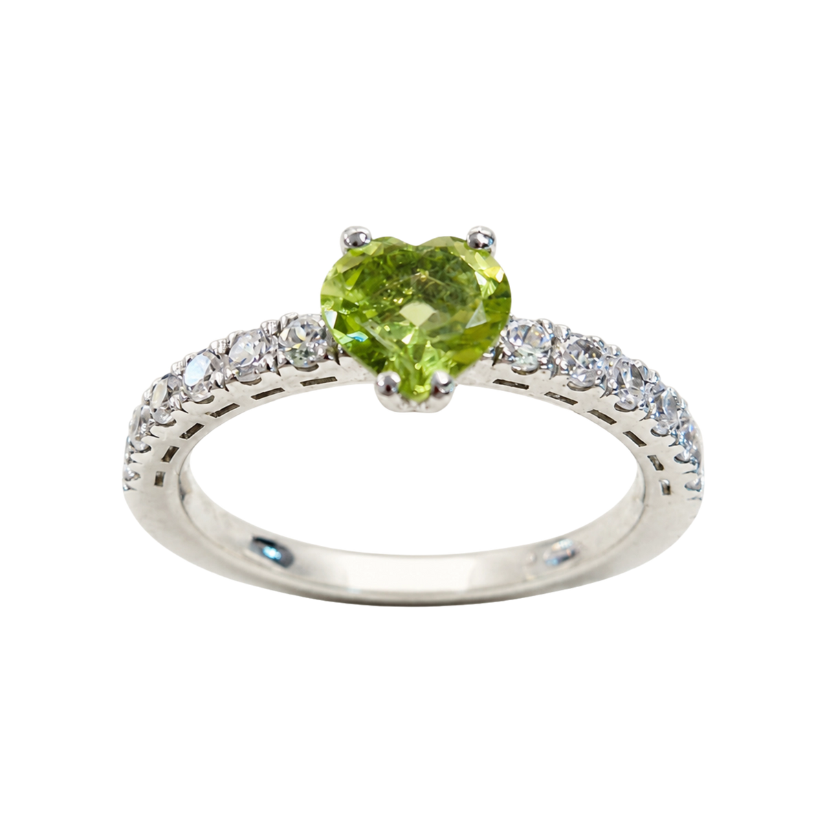 Anello Argento 925% con Peridot Naturale Cuore e Zirconi  | Atelier Orafo | nudo2 | 2400