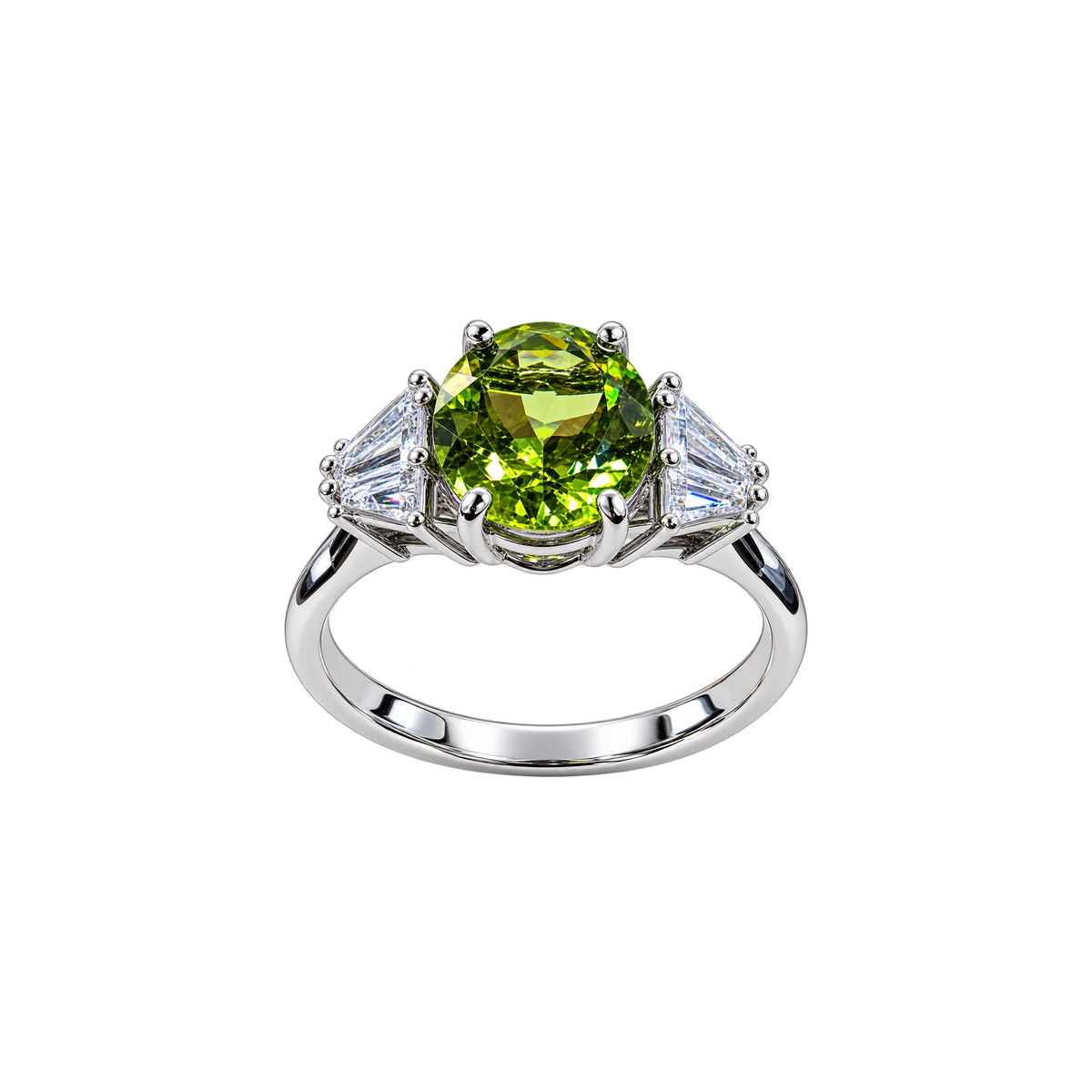 Anello Argento 925% con Peridot Naturale Ovale e Zirconi | Atelier Orafo | nudo4 | 2400