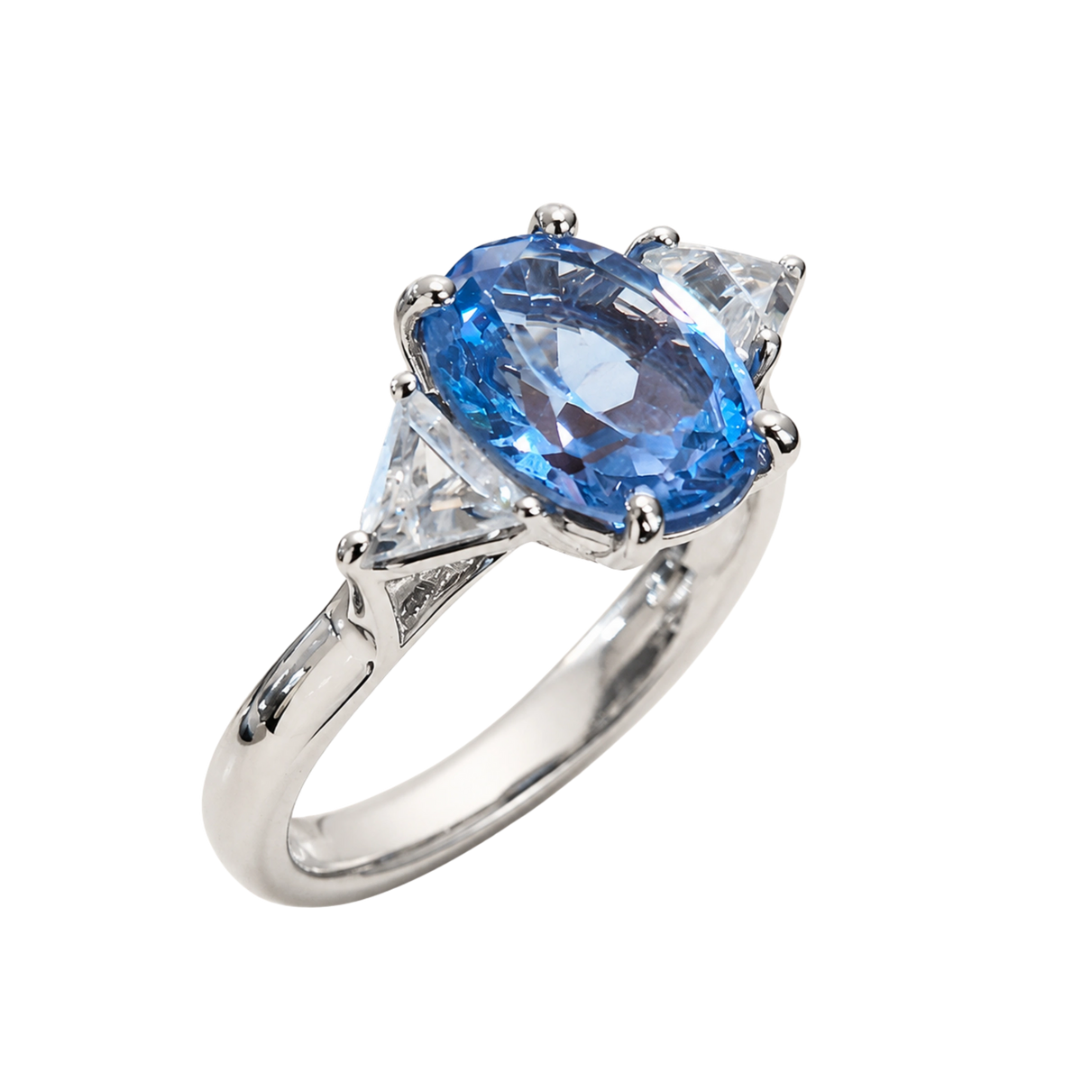 Anello Argento 925% con Topazio Azzurro Naturale e Zirconi | Atelier Orafo | nudo2 | 2400