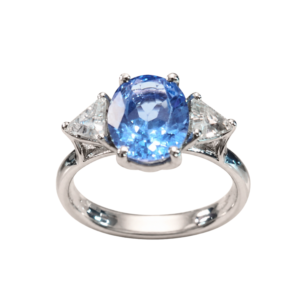 Anello Argento 925% con Topazio Azzurro Naturale e Zirconi | Atelier Orafo | nudo | 2400
