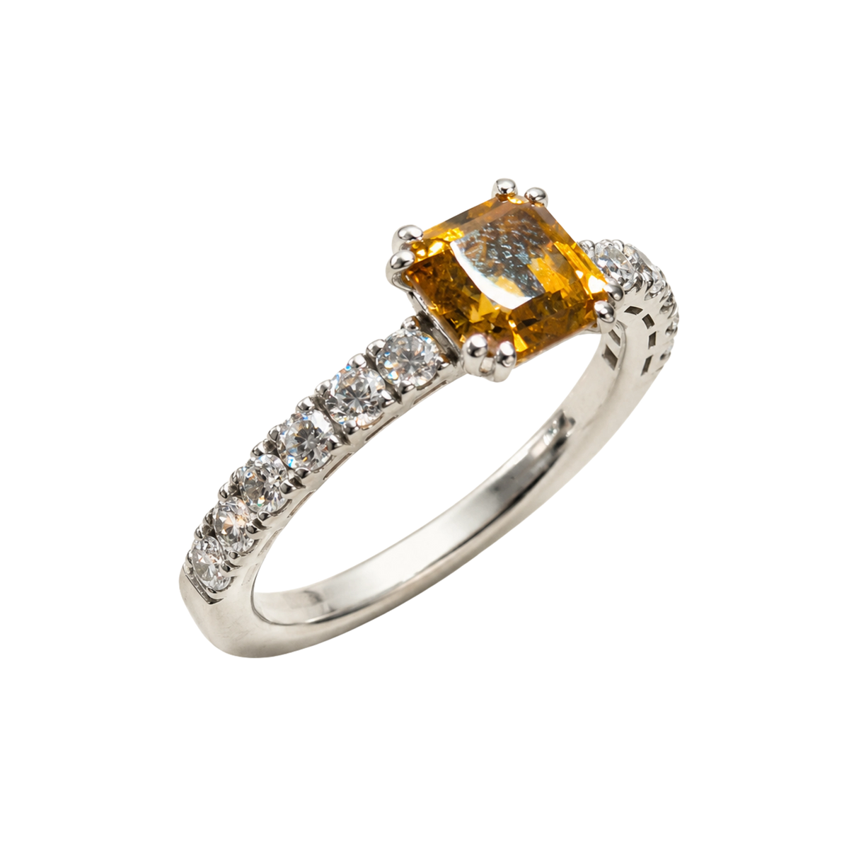 Anello Argento 925% con Citrino Madeira Naturale e Zirconi | Atelier Orafo | nudo2 | 2400