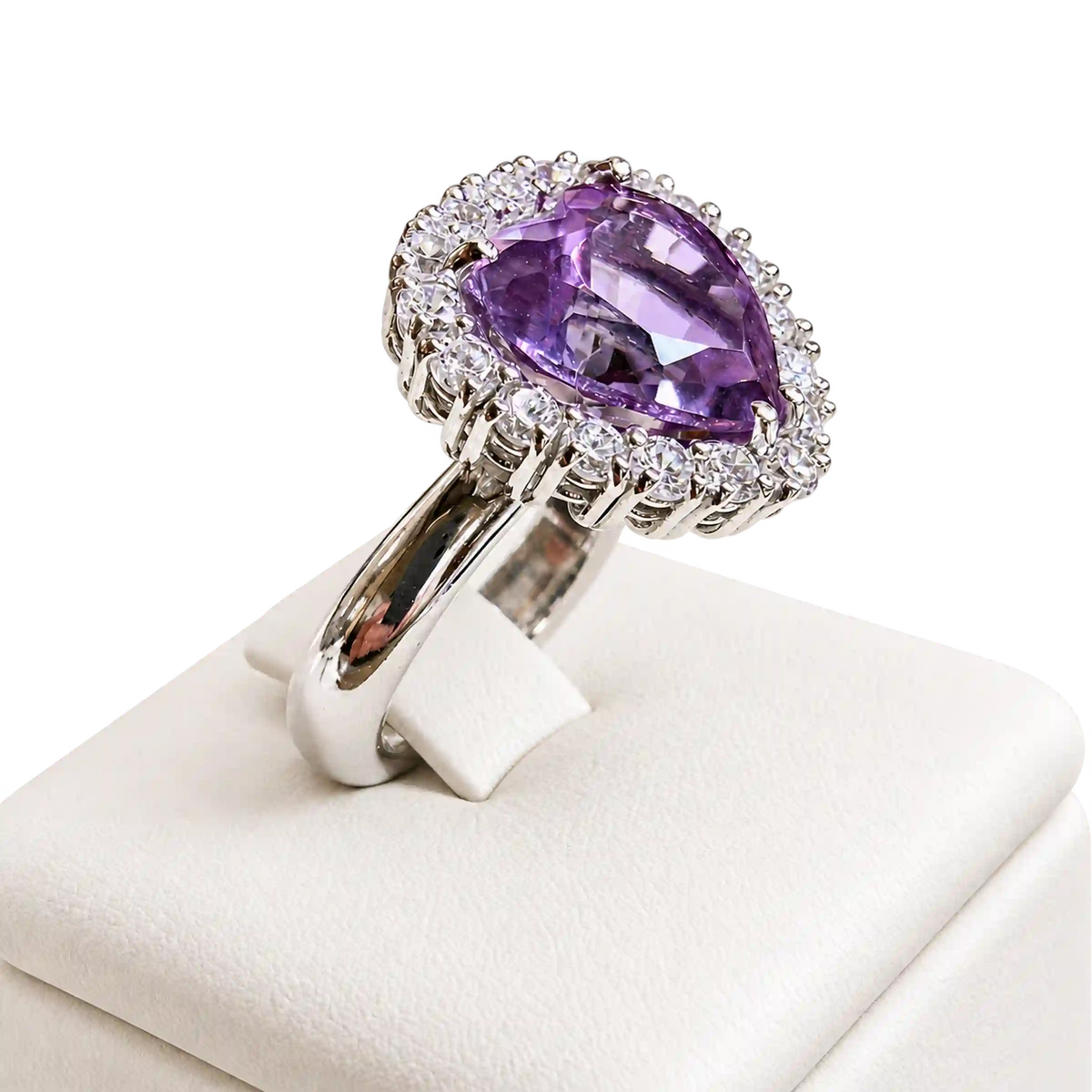 Anello Argento 925% con Ametista Naturale Cuore e Zirconi | Atelier Orafo | nudo2 | 2400