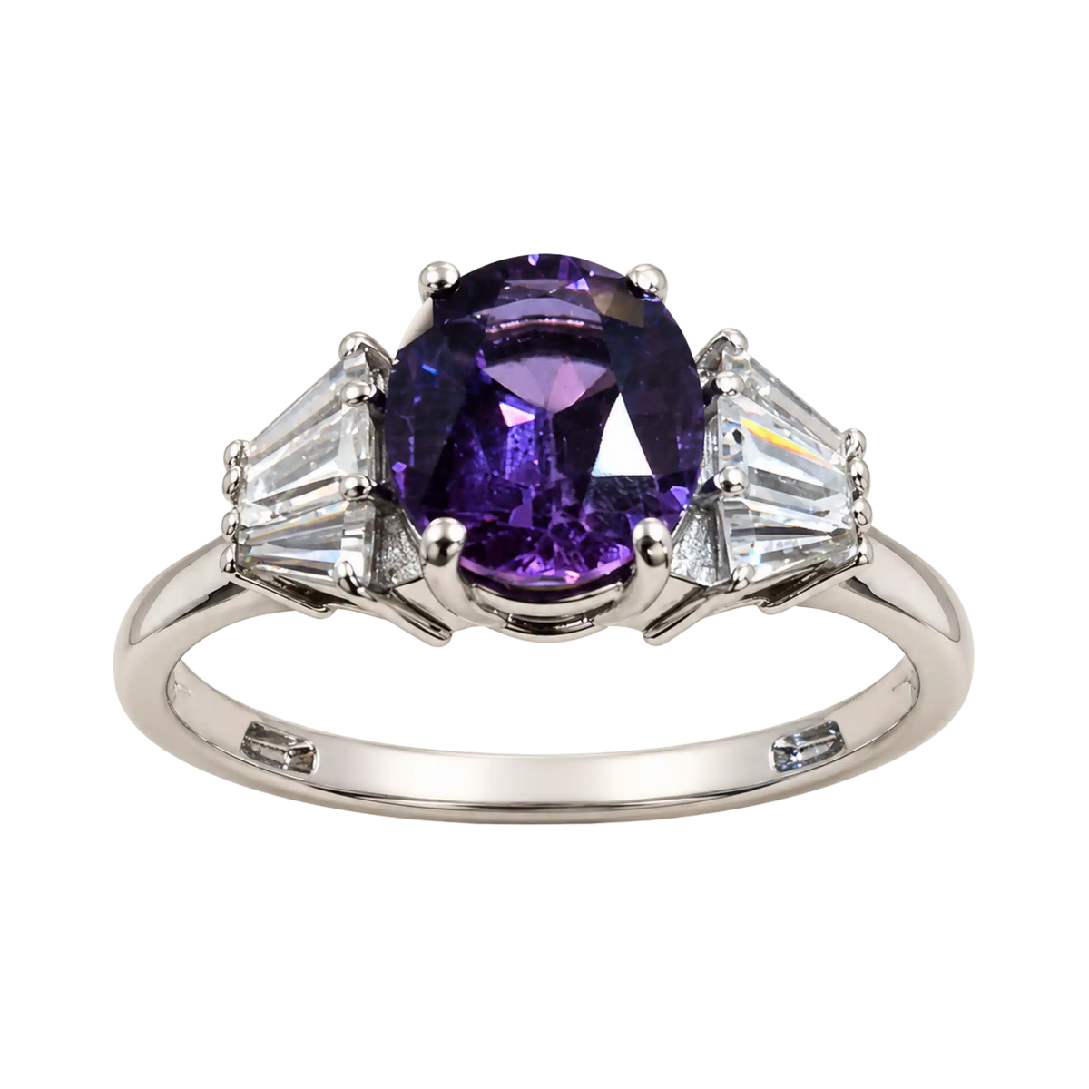 Anello Argento 925% con Ametista Naturale e Zirconi | Atelier Orafo | nudo | 2400