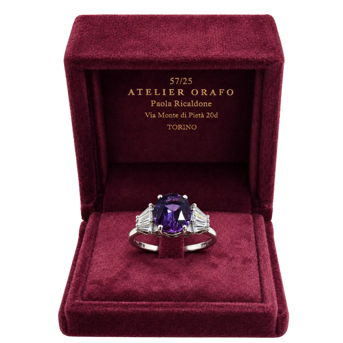 Anello Argento 925% con Ametista Naturale e Zirconi con Scatola  | Atelier Orafo | scatola | 2400