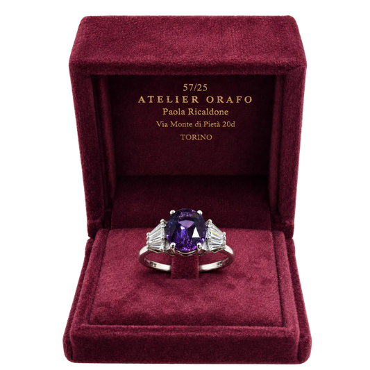 Anello Argento 925% con Ametista Naturale e Zirconi con Scatola  | Atelier Orafo | scatola | 2400