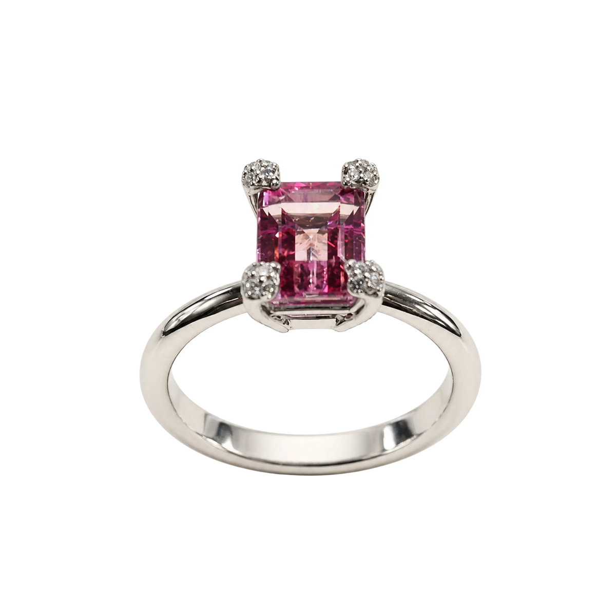 Anello Argento con Rosa di Francia Ottagonale e Zirconi | Atelier Orafo | nudo | 2400