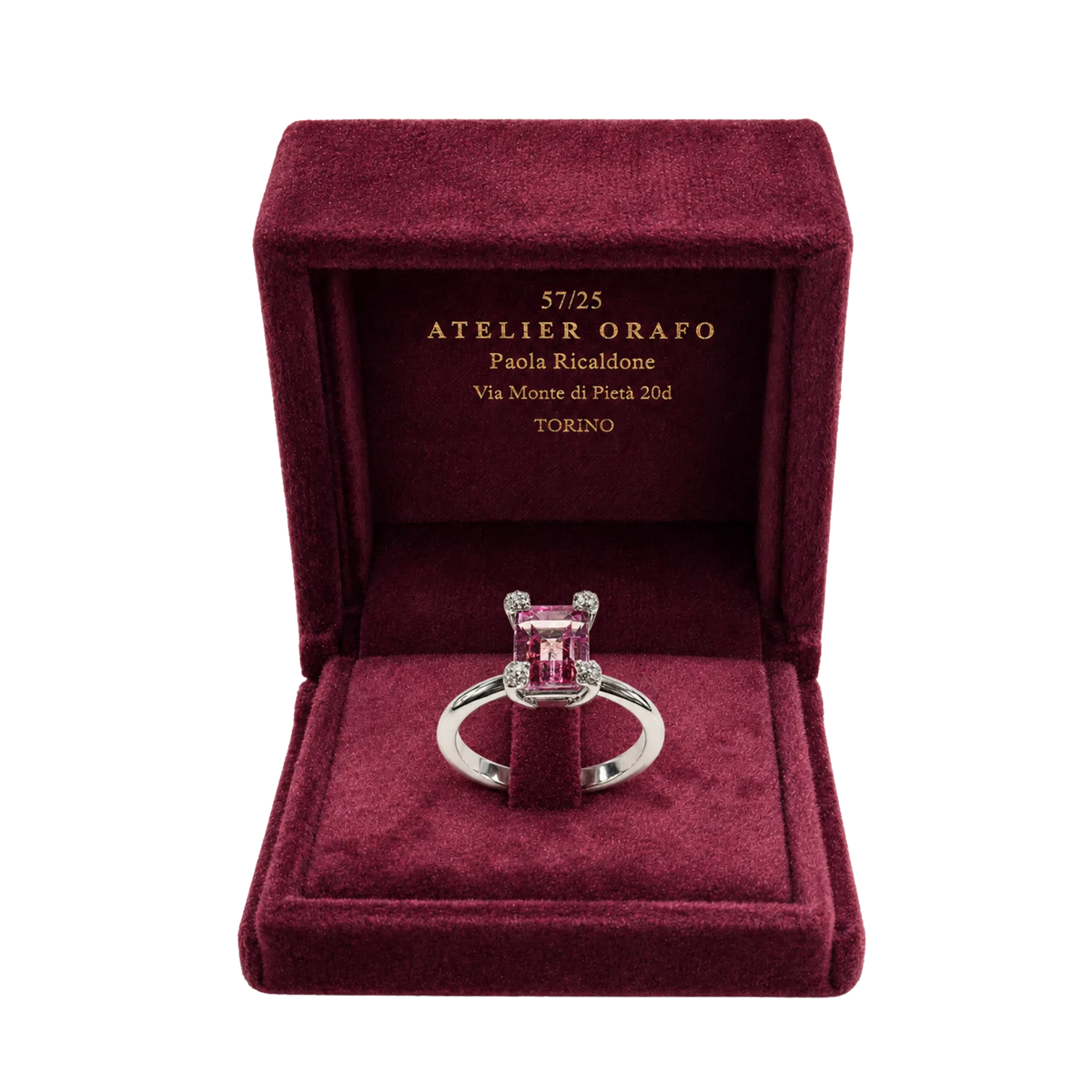 Anello Argento con Rosa di Francia Ottagonale e Zirconi con Scatola | Atelier Orafo | scatola | 2400