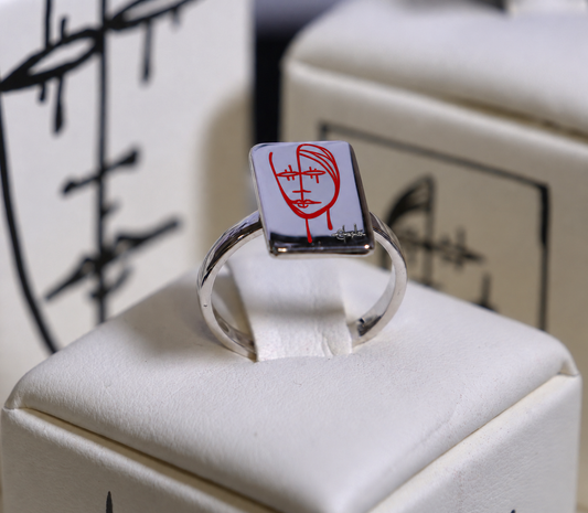 Anello Blue Argento 925 Smalto Rosso | Atelier Orafo | supporto