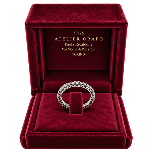 Anello Eterniry Oro Bianco 18kt con Diamanti Naturali | Atelier Orafo | scatola