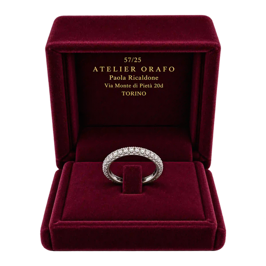 Anello Eternity Multimisura in Oro Bianco 18kt con Diamanti Naturali con scatola | AtelierOrafo | scatola