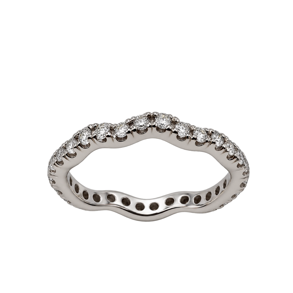 Anello Eternity Onda Oro Bianco 18kt con Diamanti Naturali | Atelier Orafo | nudo