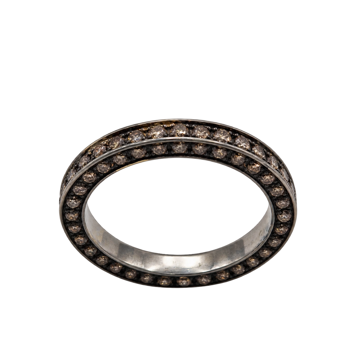 Anello Eternity Oro Bianco 18kt Brunito con Diamanti Naturali Brown | Atelier Orafo | nudo