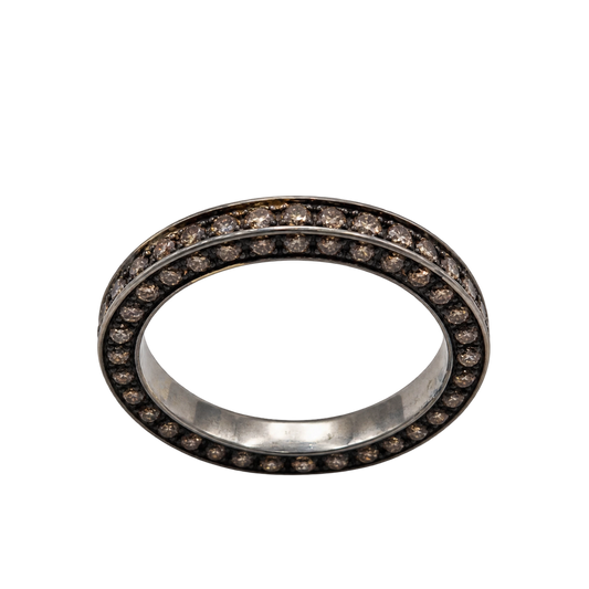Anello Eternity Oro Bianco 18kt Brunito con Diamanti Naturali Brown | Atelier Orafo | nudo