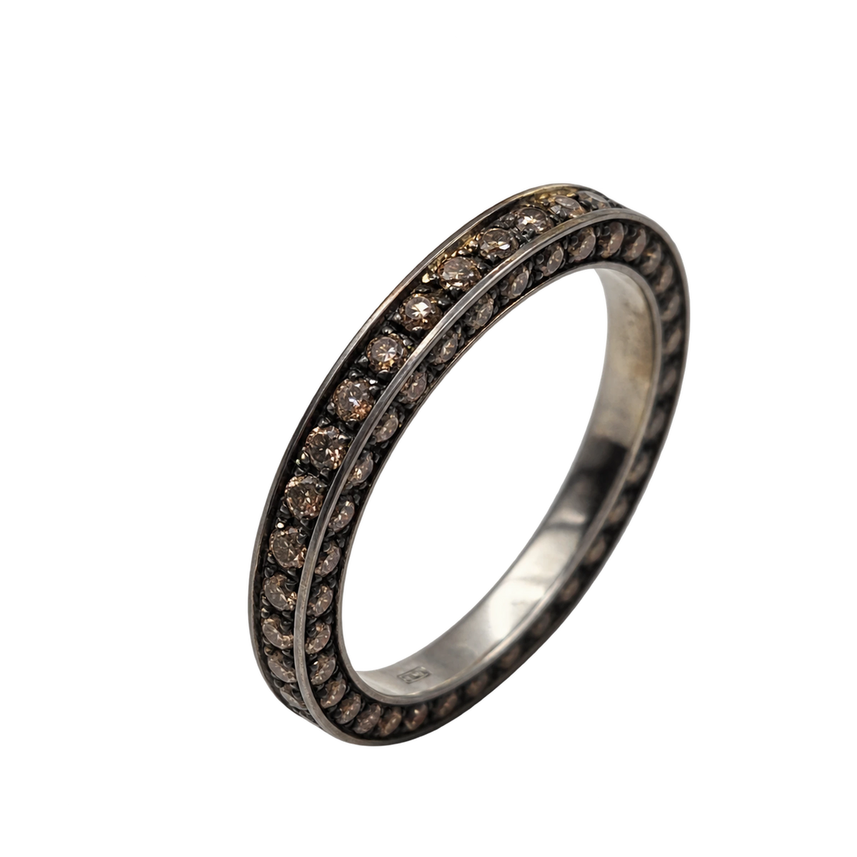 Anello Eternity Oro Bianco 18kt Brunito con Diamanti Naturali Brown | Atelier Orafo | nudo2