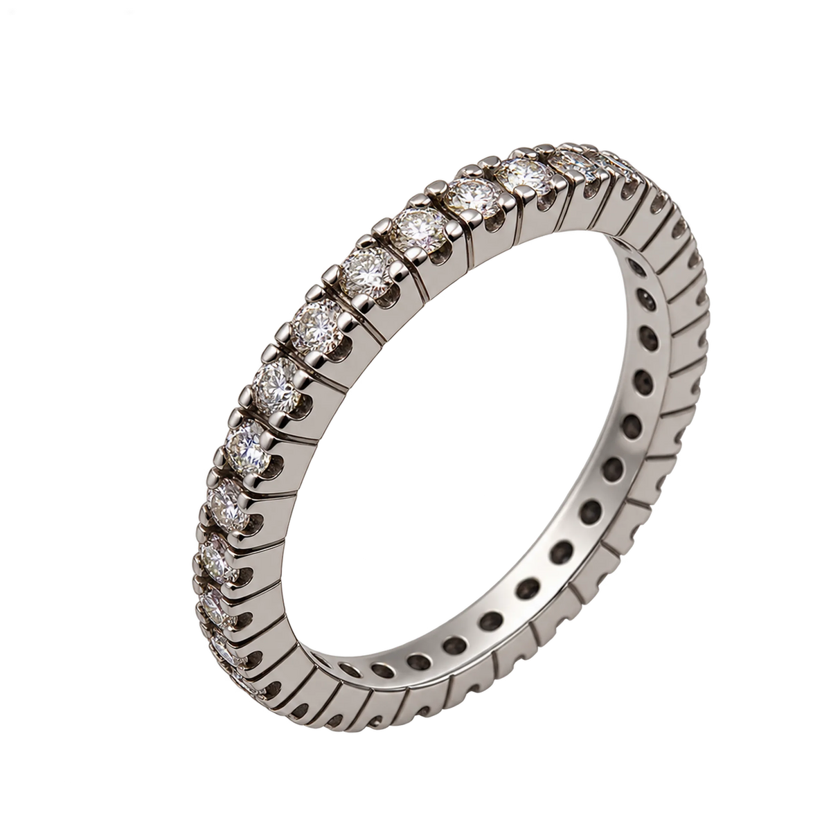 Anello Eternity Oro Bianco 18kt con Diamanti Naturali | Atelier Orafo | nudo2